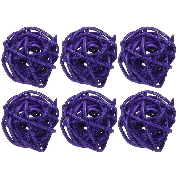 Uxcell 6 Pcs Wicker Rattan Balls 1.2 Inch Rattan Decorative Balls Vase Fillers for Wedding Party Centerpiece Bowls Home Decoration, Purple