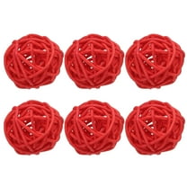 Uxcell 6 Pcs Wicker Rattan Balls 1.2 Inch Rattan Decorative Balls Vase Fillers for Wedding Party Centerpiece Bowls Home Decoration, Red