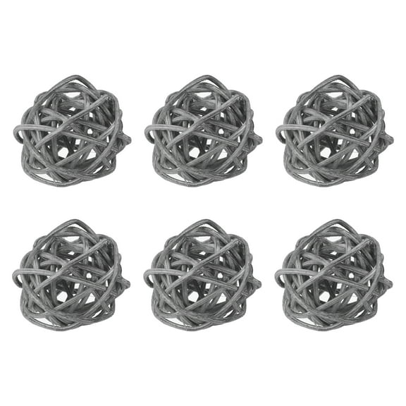 Uxcell 6 Pcs Wicker Rattan Balls 1.2 Inch Rattan Decorative Balls Vase Fillers for Wedding Party Grey