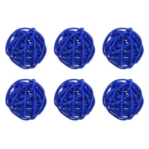 Uxcell 6 Pcs Wicker Rattan Balls 1.2 Inch Rattan Decorative Balls Vase Fillers for Wedding Party Navy Blue