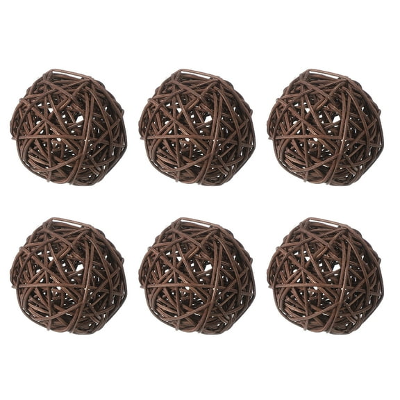 Uxcell 6 Pcs Wicker Rattan Balls 2.4 Inch Rattan Decorative Balls Vase Fillers for Wedding Party Centerpiece Bowls Home Decoration, Brown