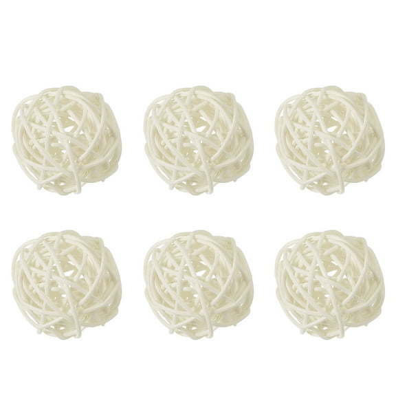 Uxcell 6 Pcs Wicker Rattan Balls 2 Inch Rattan Decorative Balls Vase Fillers for Wedding Party Centerpiece Bowls Home Decoration, Beige