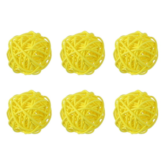 Uxcell 6 Pcs Wicker Rattan Balls 2 Inch Rattan Decorative Balls Vase Fillers for Wedding Party Centerpiece Bowls Home Decoration, Yellow