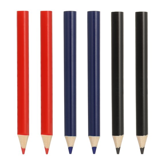 Uxcell 6 Pcs Wooden Colored Pencils, Short Oil Based Colored Pencils for Artists Teachers Adults Coloring Books Painting Sketching Drawing, Dark Blue/Red/Black