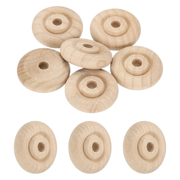 Uxcell 6 Pcs Wooden Wheels, Unfinished Wooden Craft Wheels for Crafts DIY Toy Cars Painting Colors Woodworking Projects, 1.25 Inches Diameter