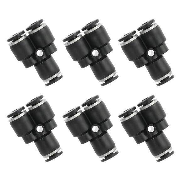 Uxcell 6 Pcs Y Shape Union Push to Connect Fitting, 1/8" OD Tube Reducer Connector Quick Push Lock Adapter Air Hose Fitting for Pneumatic System Pipeline Connection, Black