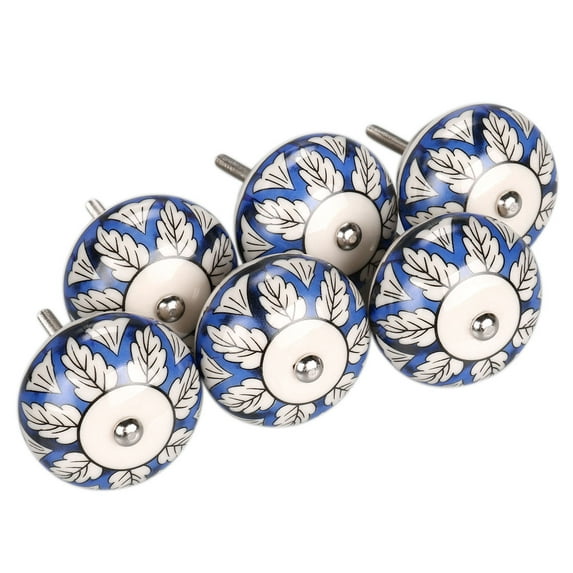 6pcs Household Robinia Idaho Pattern Hand Painted Ceramic Door Knobs Cabinet Drawer Cupboard Pull Handles