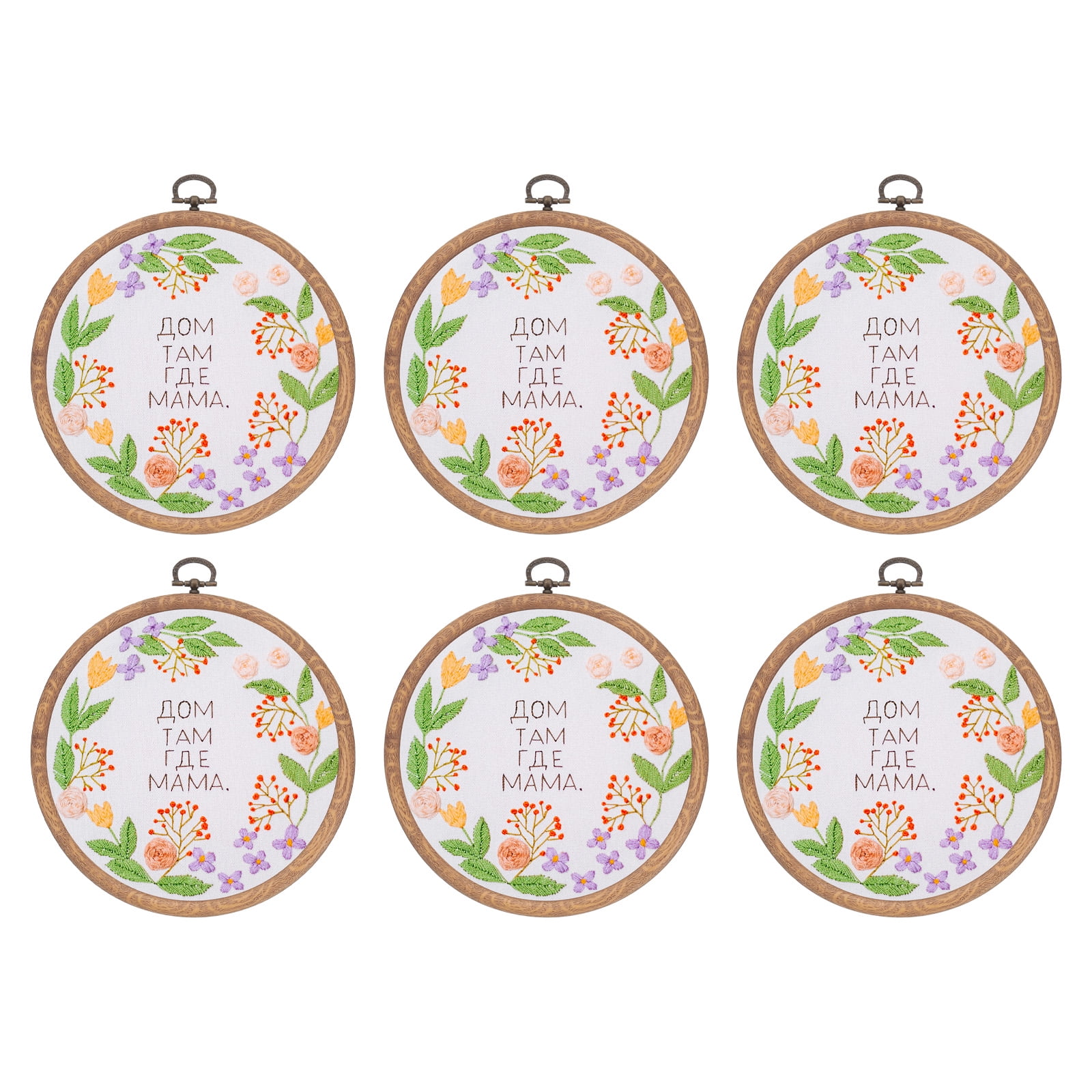 Uxcell 6 Pieces 5.7" Embroidery Hoops Frame Imitated Wood Circle Cross Stitch Hoop Ring for Embroidery Art Craft Handy Sewing Decoration