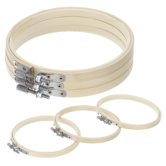 Uxcell 6 Pcs 5" Embroidery Hoops Adjustable Round Bamboo Circle Cross Stitch Hoop Ring for Art Craft Handy Sewing Needlework DIY Decoration