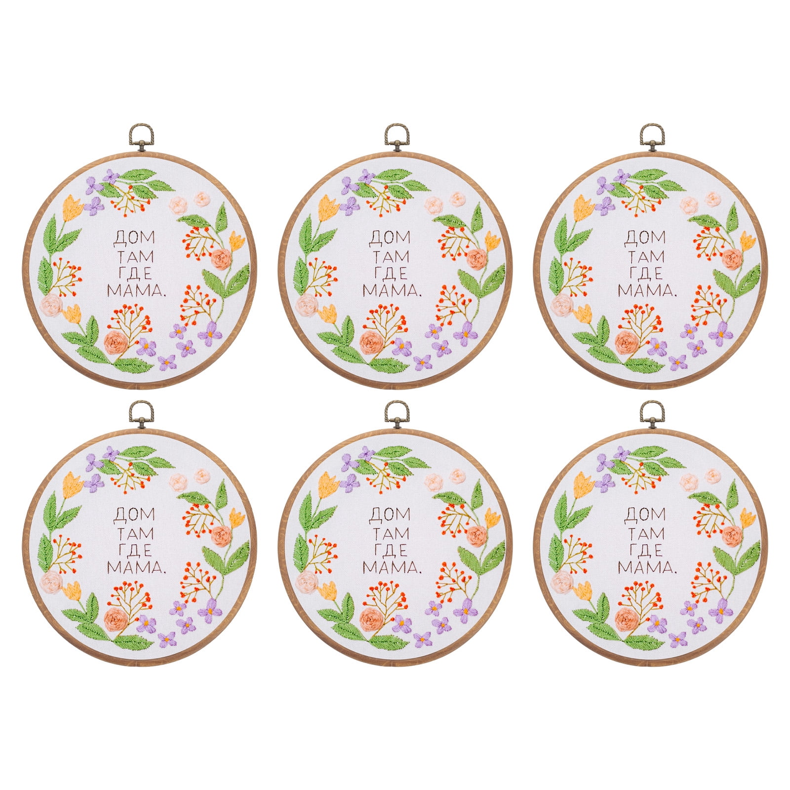 Uxcell 6 Pieces 9.1" Embroidery Hoops Frame Imitated Wood Circle Cross Stitch Hoop Ring for Embroidery Art Craft Handy Sewing Decoration