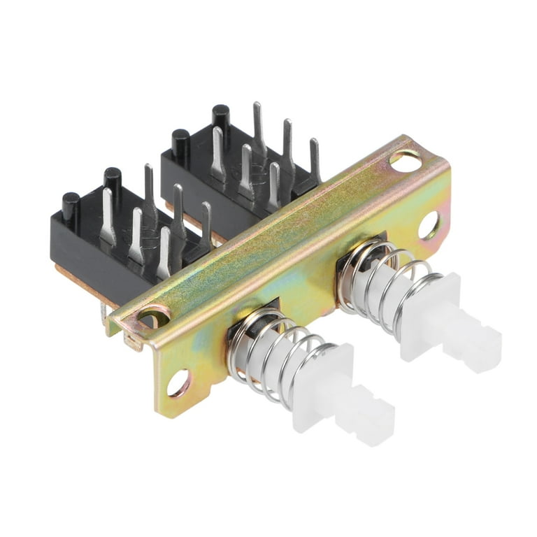 その他 Push2 Uxcell Interlock Push Button Switch Piano Type Double Throw Metal