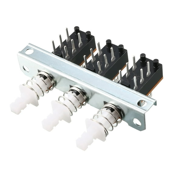 Uxcell Interlock Push Button Switch Piano Type Double Throw Metal Black 1pcs Multicolor 1.65" x 2.20" x 0.71"