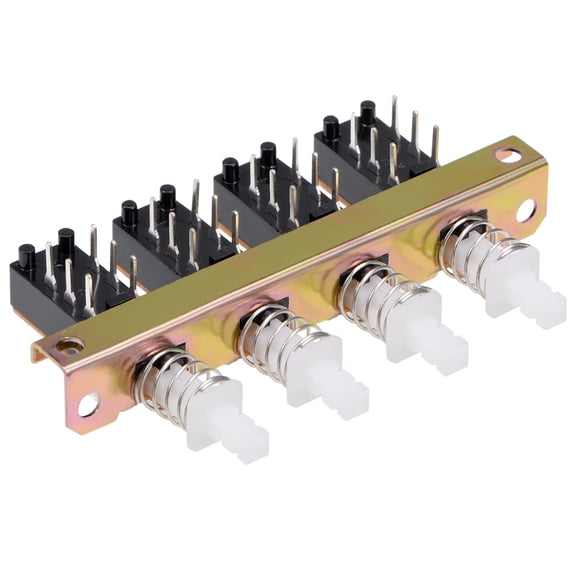 Uxcell Interlock Push Button Switch Piano Type Double Throw Metal Black 1pcs Multicolor 1.69" x 2.80" x 0.71"
