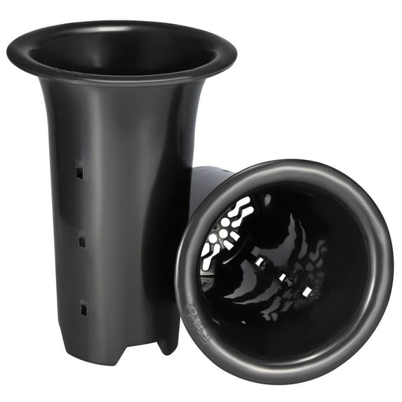 Uxcell 6" Plastic Orchid Pot with Holes Garden Plant Container, Black 2 Pack