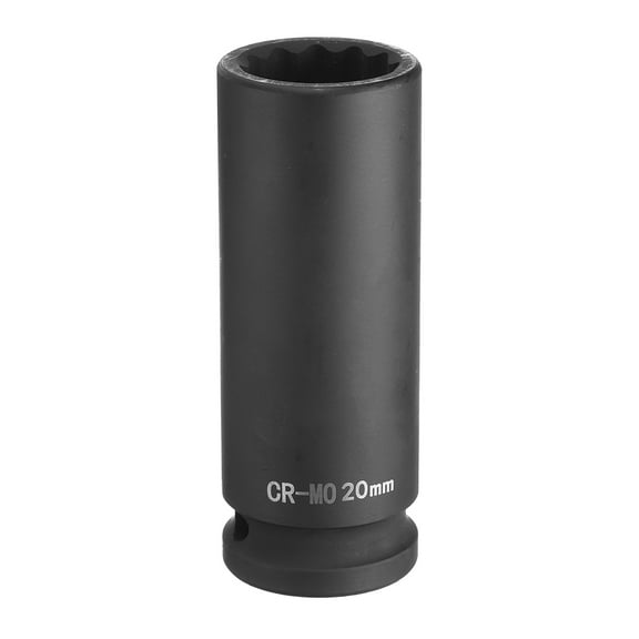 Uxcell 6-Point Deep Impact Socket 1/2 Inch Drive 20mm Metric Chrome Molybdenum Alloy Steel Spindle Axle Nut Impact Socket