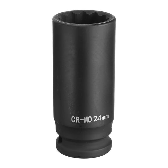 Uxcell 12-Point Deep Impact Socket 1/2 Inch Drive 0.94" Metric Chrome Molybdenum Alloy Steel Spindle Axle Nut Impact Socket