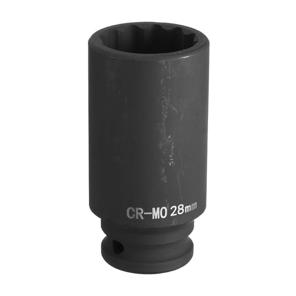 Uxcell 6-Point Deep Impact Socket 1/2 Inch Drive 28mm Metric Chrome Molybdenum Alloy Steel Spindle Axle Nut Impact Socket
