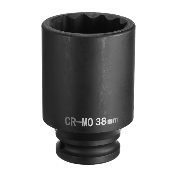 Uxcell 12-Point Deep Impact Socket 1/2 Inch Drive 1.5" Metric Chrome Molybdenum Alloy Steel Spindle Axle Nut Impact Socket