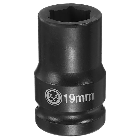 Uxcell 6 Point Deep Impact Socket 3/4" Drive 19mm Metric CR-V Steel Hex Nut Bolt Sockets 2.4" Long for Auto Machine Repair