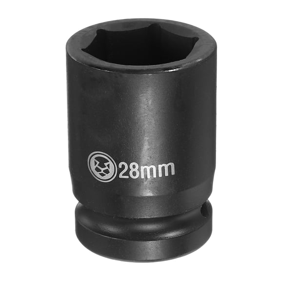 Uxcell 6 Point Deep Impact Socket 3/4" Drive 28mm Metric CR-V Steel Hex Nut Bolt Sockets 2.4" Long for Auto Machine Repair