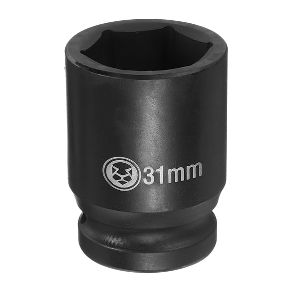 Uxcell 6 Point Deep Impact Socket 3/4" Drive 31mm Metric CR-V Steel Hex Nut Bolt Sockets 2.4" Long for Auto Machine Repair