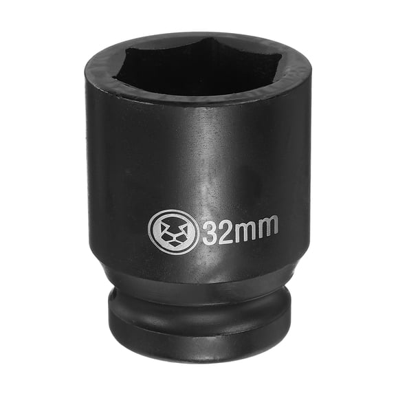 Uxcell 6 Point Deep Impact Socket 3/4" Drive 32mm Metric CR-V Steel Hex Nut Bolt Sockets 2.4" Long for Auto Machine Repair