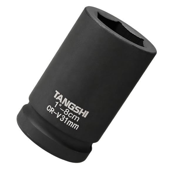 Uxcell 6-Point Impact Socket, 1" Drive x 31mm, 80mm Length Metric 40CRMO Deep Axle Nut Socket Nut Driver Wrench- (Applications: for Automotive & Industrial Repair), 1-Pieces