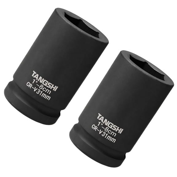 Uxcell 6-Point Impact Socket, 1" Drive x 36mm, 80mm Length Metric 40CRMO Deep Axle Nut Socket Nut Driver Wrench- (Applications: for Automotive & Industrial Repair), 2-Pieces