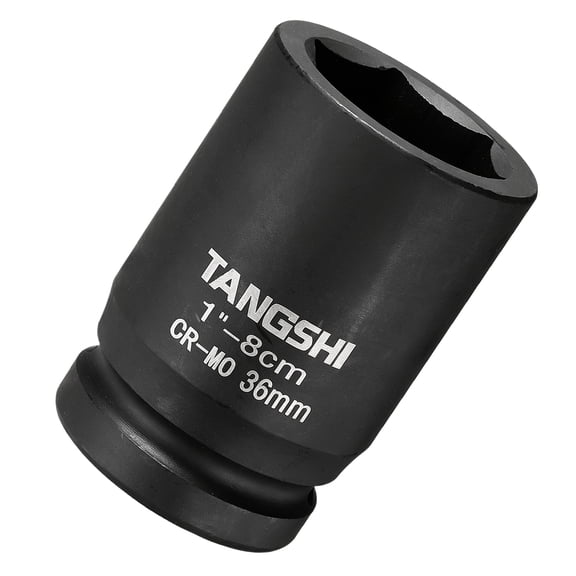 Uxcell 6-Point Impact Socket, 1" Drive x 36mm, 81mm Length Metric 40CRMO Deep Axle Nut Socket Nut Driver Wrench- (Applications: for Automotive & Industrial Repair), 1-Pieces