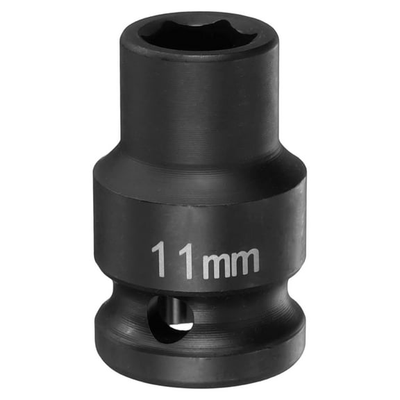 Uxcell 6 Point Impact Socket 11mm Metric Socket 1/2" Square Drive 1.5" (38mm) Long Phosphated Cr-Mo Steel Spindle Axle Hex Nut Sockets, Black