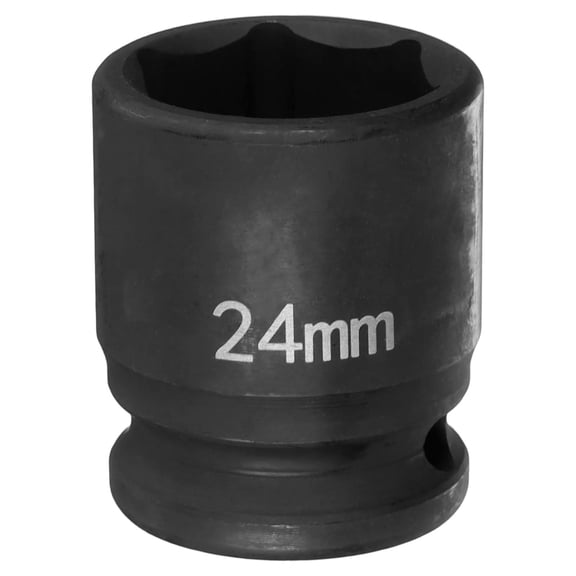 Uxcell 6 Point Impact Socket 24mm Metric Socket 1/2" Square Drive 1.65" (42mm) Long Phosphated Cr-Mo Steel Spindle Axle Hex Nut Sockets, Black