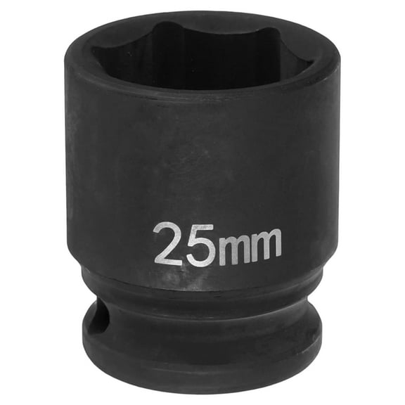 Uxcell 6 Point Impact Socket 25mm Metric Socket 1/2" Square Drive 1.65" (42mm) Long Phosphated Cr-Mo Steel Spindle Axle Hex Nut Sockets, Black