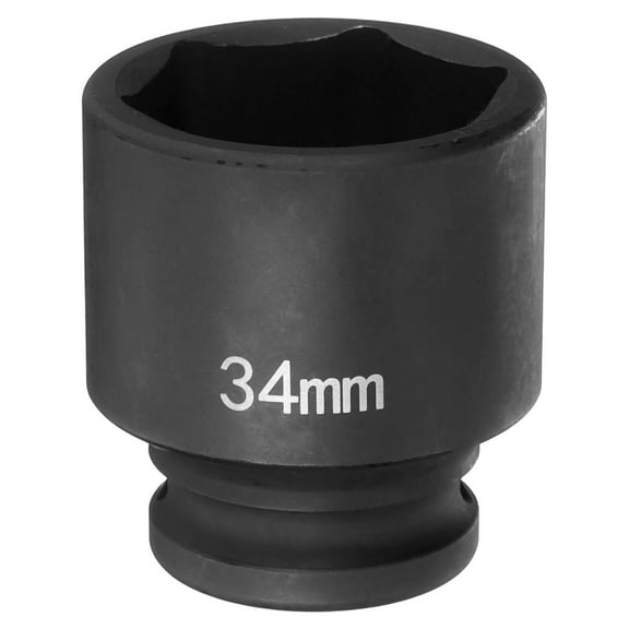 Uxcell 6 Point Impact Socket 34mm Metric Socket 1/2" Square Drive 2" (50mm) Long Phosphated Cr-Mo Steel Spindle Axle Hex Nut Sockets, Black