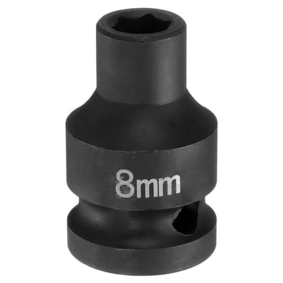 Uxcell 6 Point Impact Socket 8mm Metric Socket 1/2" Square Drive 1.5" (38mm) Long Phosphated Cr-Mo Steel Spindle Axle Hex Nut Sockets, Black