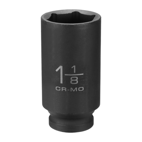 Uxcell 6 Point Shallow Impact Socket 1-1/8" Socket 1/2" Square Drive 78mm (3.1") Long 40cr Alloy Steel for Home Auto Axle Hex Nuts Bolts Repair, Black
