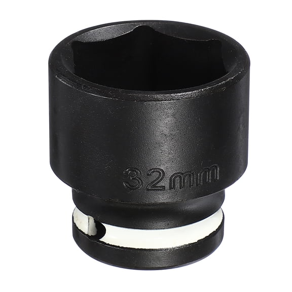 Uxcell 6 Point Shallow Impact Socket 1/2" Drive 32mm Metric CR-V Steel Spindle Axle Hex Nut Bolt Sockets 1.7" Long for Auto Machine Repair, White Black