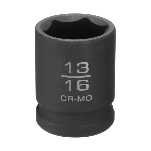 Uxcell 6 Point Shallow Impact Socket 13/16" Socket 1/2" Square Drive 38mm (1.5") Long 40cr Alloy Steel for Home Auto Axle Hex Nuts Bolts Repair, Black