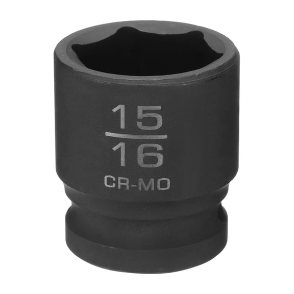 Uxcell 6 Point Shallow Impact Socket 15/16" Socket 1/2" Square Drive 38mm (1.5") Long 40cr Alloy Steel for Home Auto Axle Hex Nuts Bolts Repair, Black