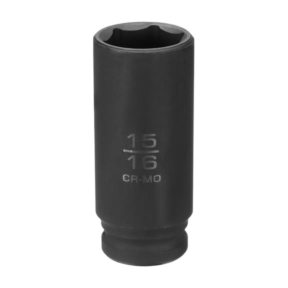 Uxcell 6 Point Shallow Impact Socket 15/16" Socket 1/2" Square Drive 78mm (3.1") Long 40cr Alloy Steel for Home Auto Axle Hex Nuts Bolts Repair, Black