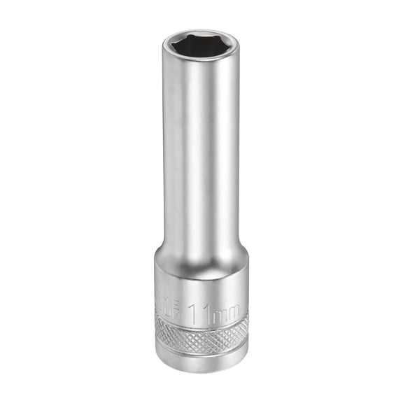 Uxcell 6 Points Deep Socket 1/2" Drive 11mm Nickel Plating Flip Sleeve 3.1" Long