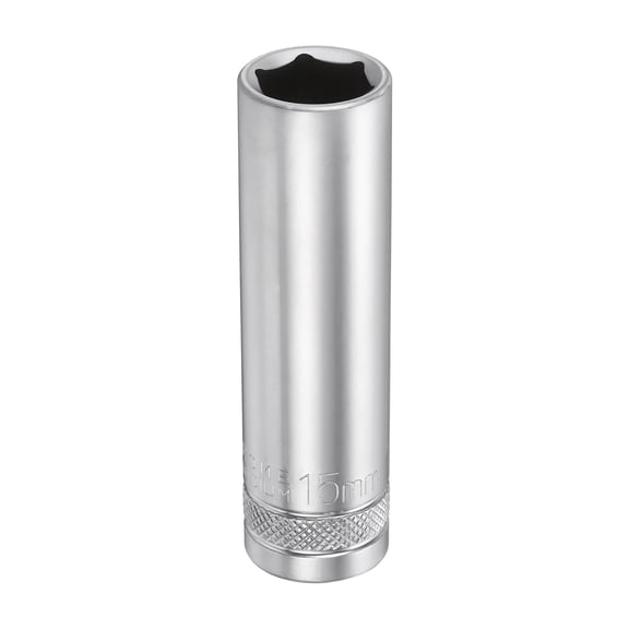 Uxcell 6 Points Deep Socket 1/2" Drive 15mm Nickel Plating Flip Sleeve 3.1" Long