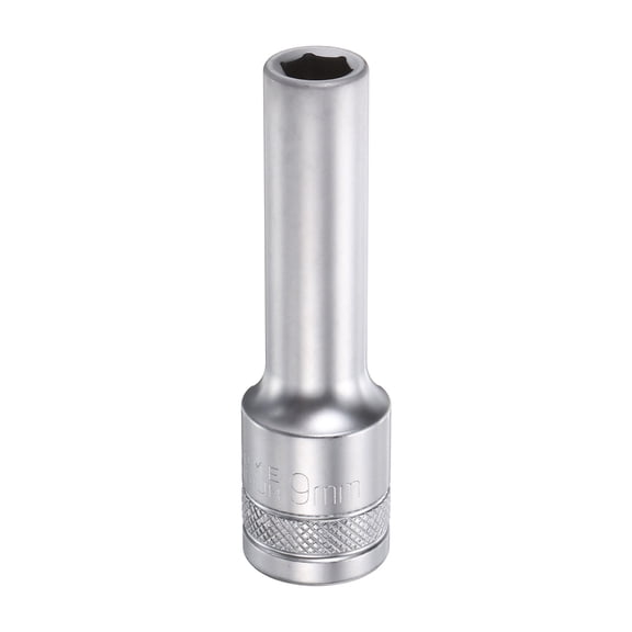 Uxcell 6 Points Deep Socket 1/2" Drive 9mm Nickel Plating Flip Sleeve 3.1" Long