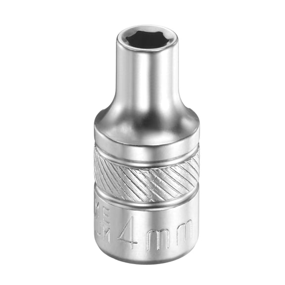 Uxcell 6 Points Deep Socket 1/4" Drive 4mm Nickel Plating Flip Sleeve 1" Long