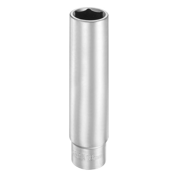 Uxcell 6 Points Deep Socket 3/8" Drive 18mm Nickel Plating Flip Sleeve 4.7" Long