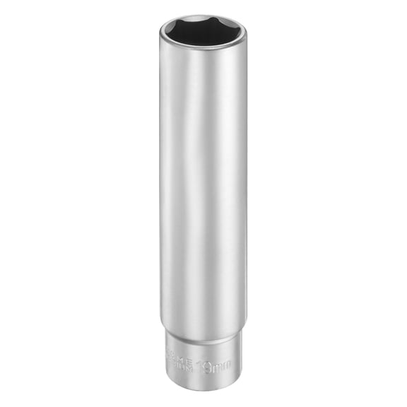 Uxcell 6 Points Deep Socket 3/8" Drive 19mm Nickel Plating Flip Sleeve 4.7" Long