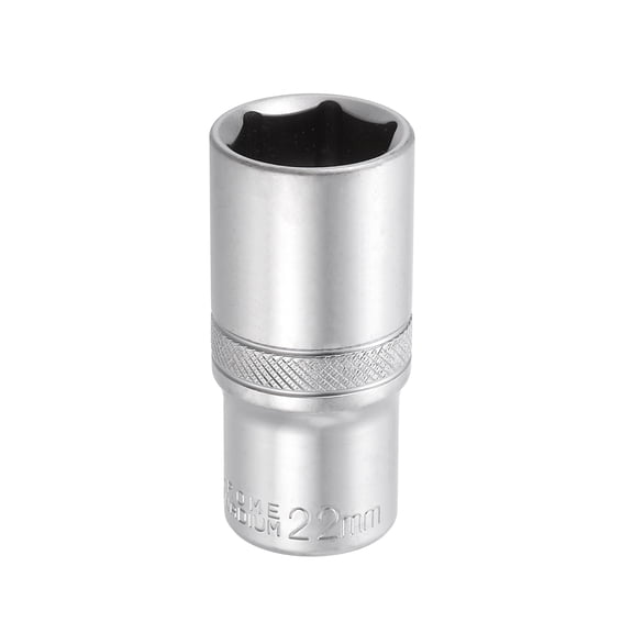 Uxcell 6 Points Deep Socket 3/8" Drive 22mm Deep Metric CR-V Steel Polished Nickel Plating Impact Sockets 64mm / 2.5" Long Flip Sleeve Tool for Home Auto Nuts Bolts Repair