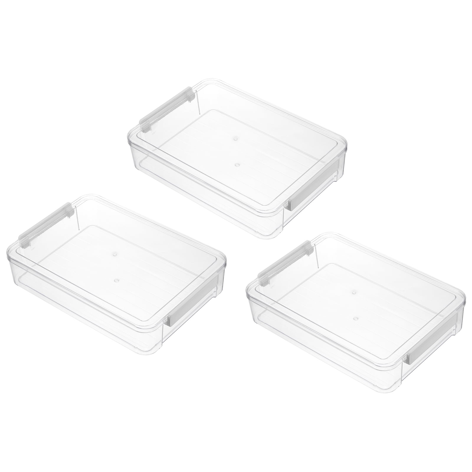 Uxcell 6 Qt Portable Project Case, 3 Pcs Plastic Storage Bins with Lids ...