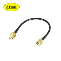 Uxcell 6'' RG174 RP-SMA Male to RP-SMA Female Antenna Extension Cable Shorter Length Metal Black 2 Pcs