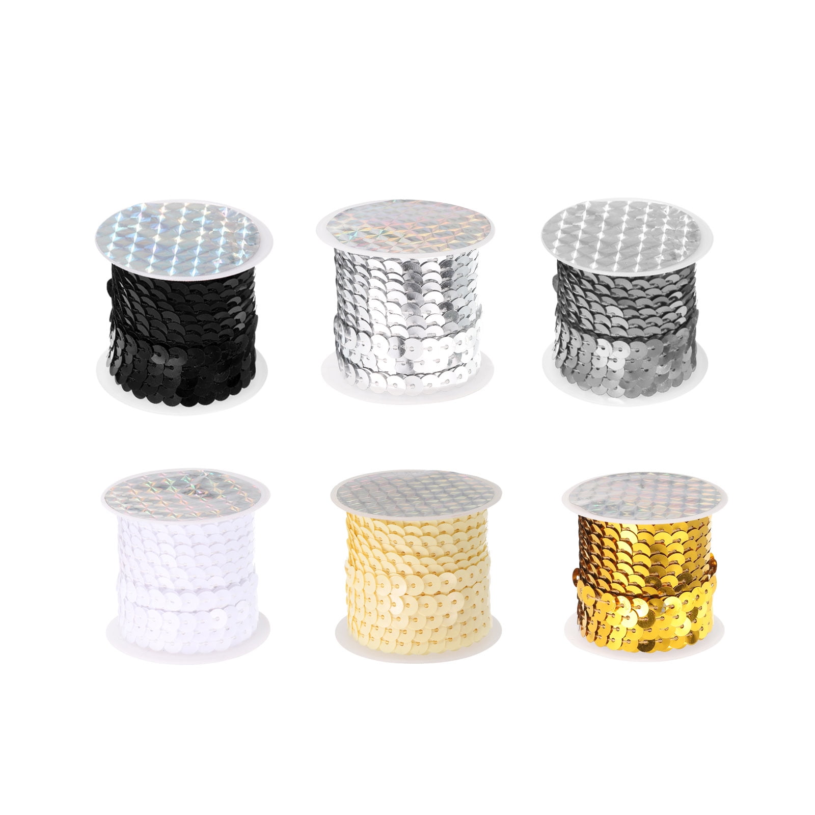 Uxcell 6 Roll 30 Yards Flat Sequin Strip 6mm Sequins Trim for Crafts