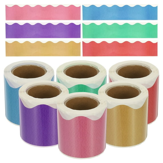 Uxcell 6 Roll Bulletin Board Borders, 196.8Ft x 2.3Inch Scalloped Border Poster Borders Pure Color, Multicolor